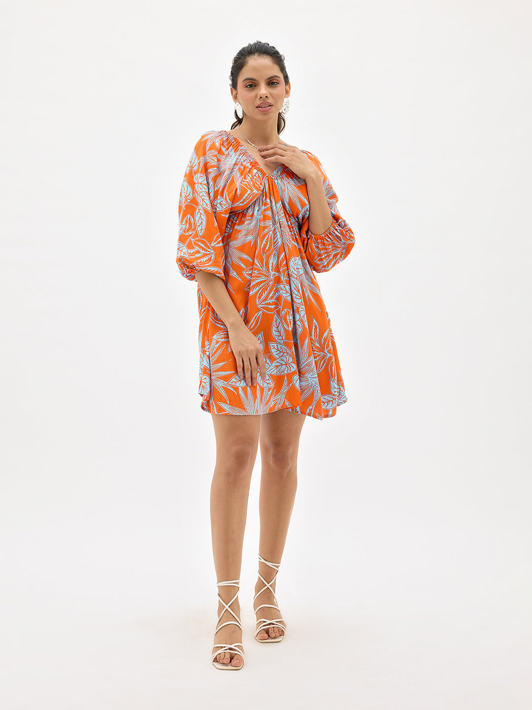 Maeve|V-neck printed mini dress