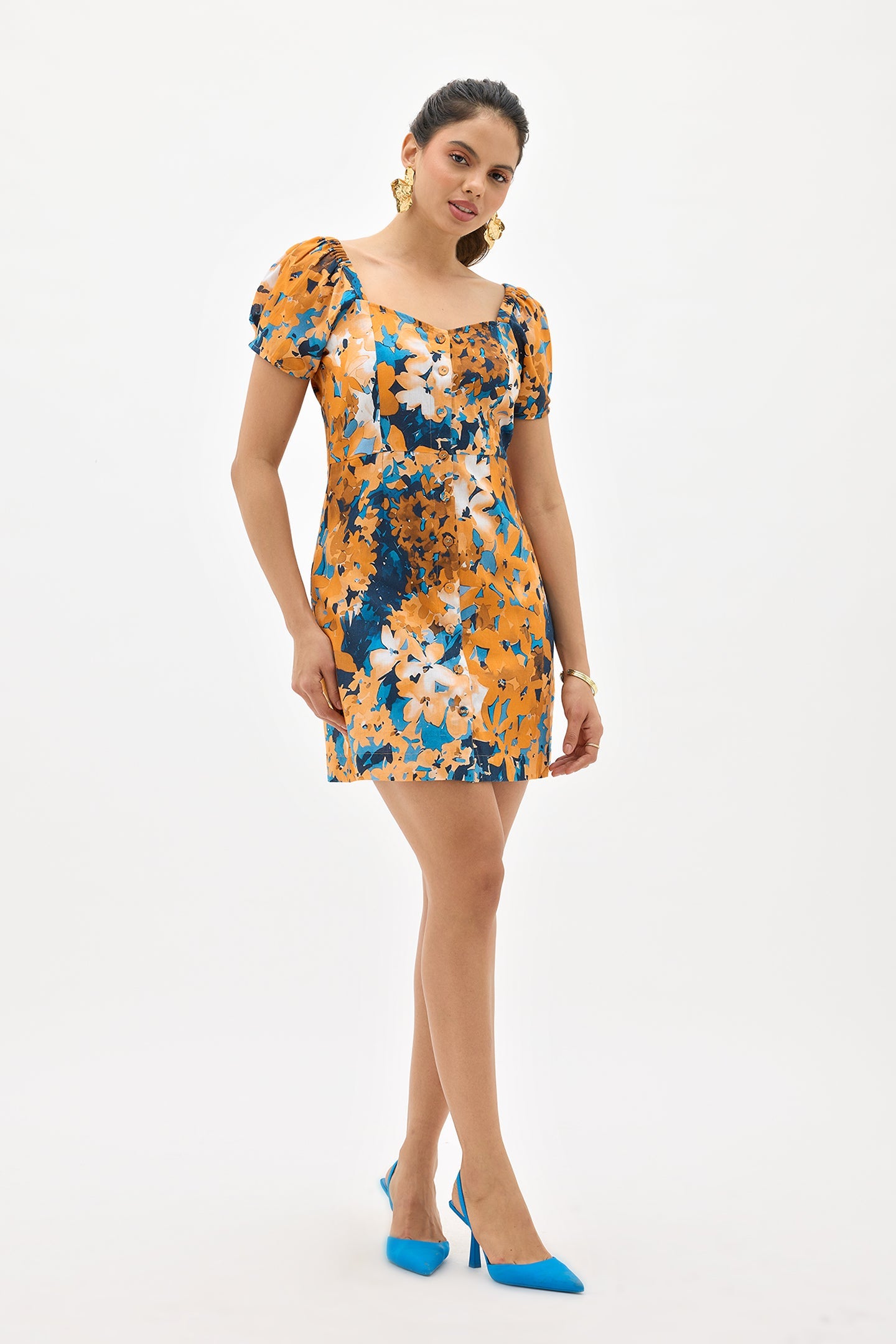 Novah|Breathable cotton sweetheart neckline dress