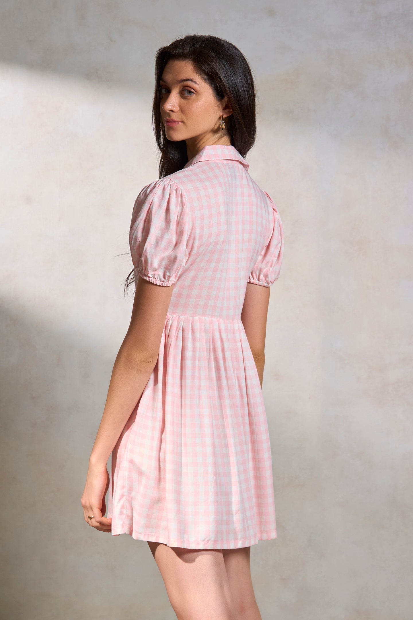 Janet|Dainty Viscose Checked Dress