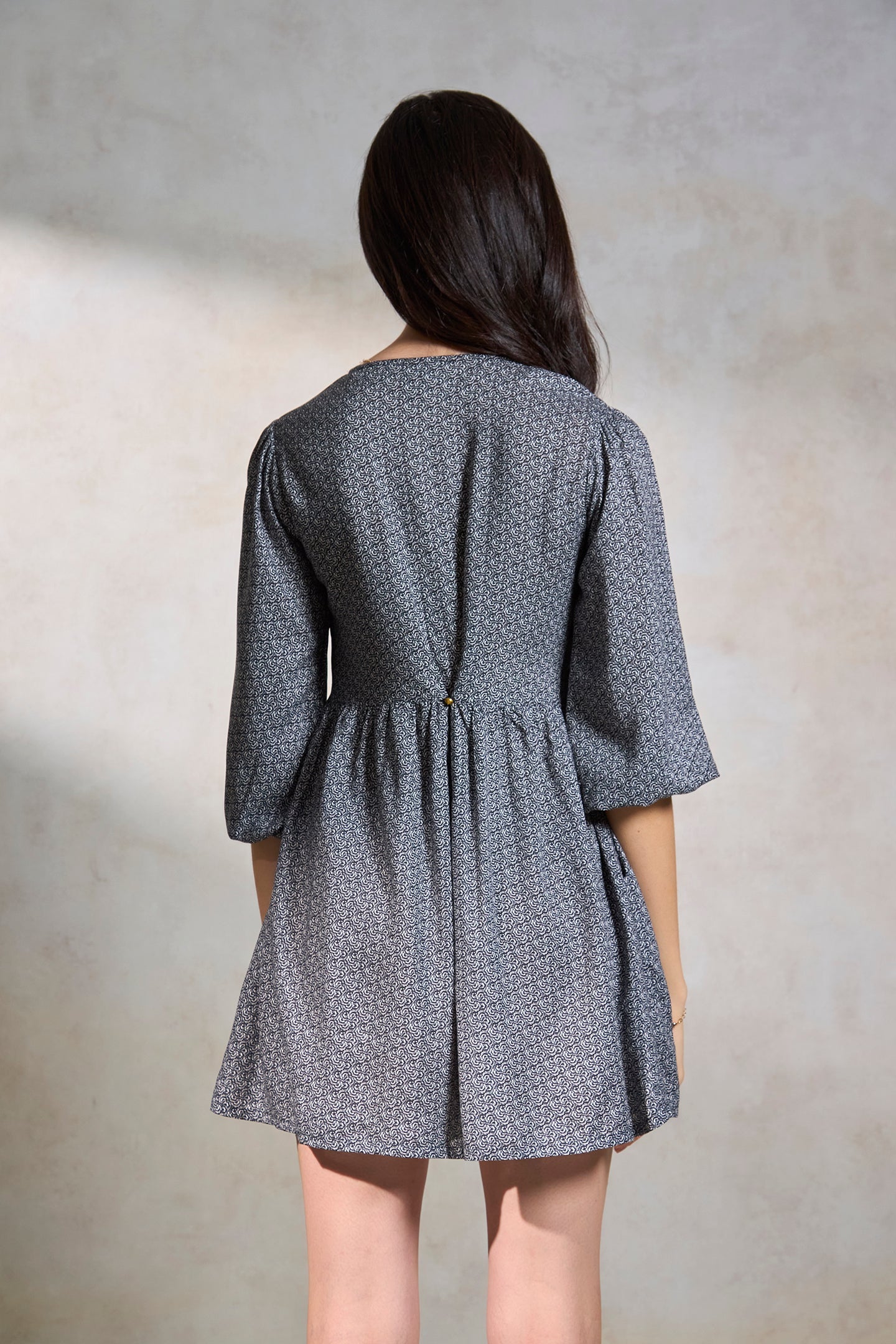 Eva|Back Detail Viscose Dress with Pockets