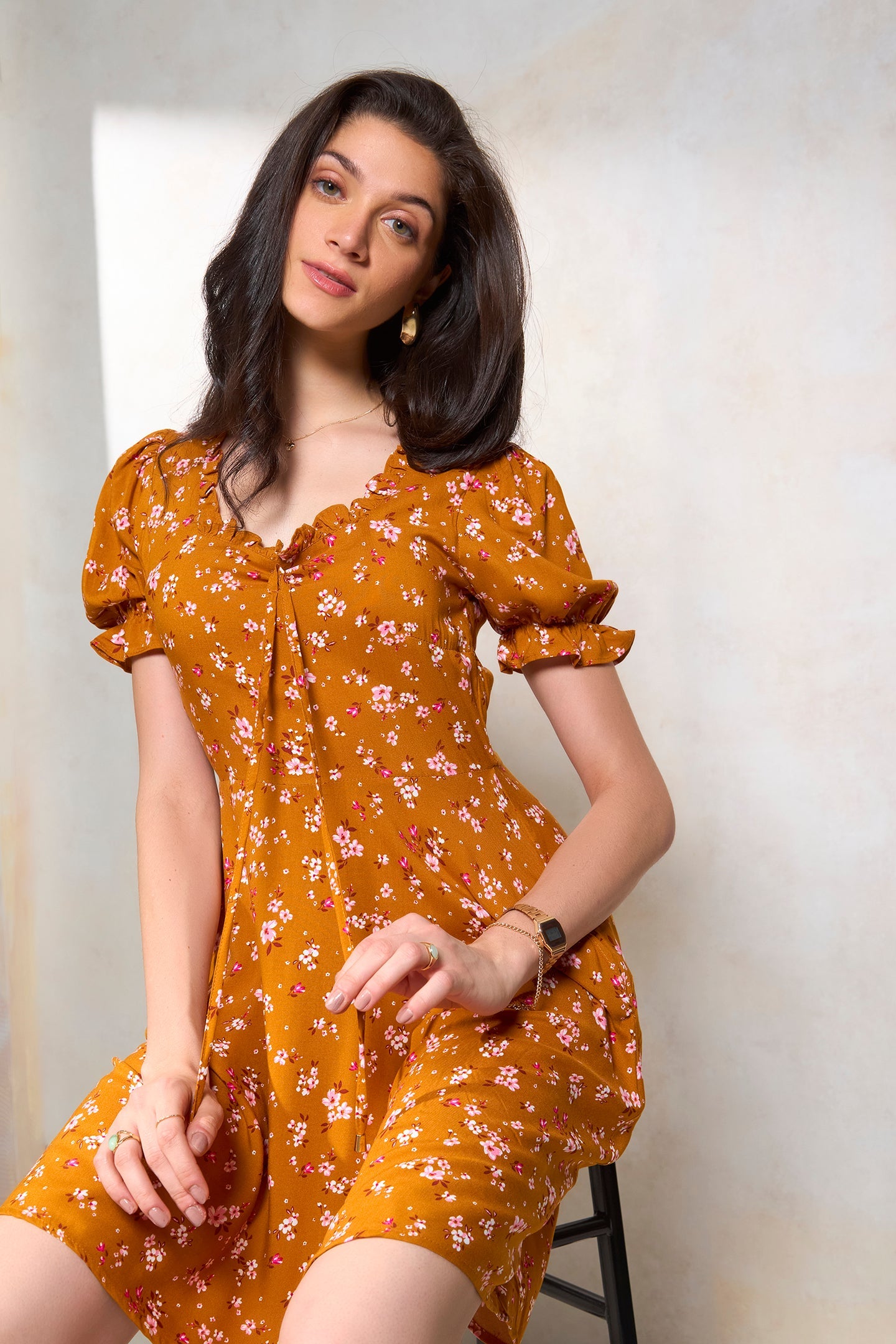 Hermione|Airy Cotton Viscose Floral Dress