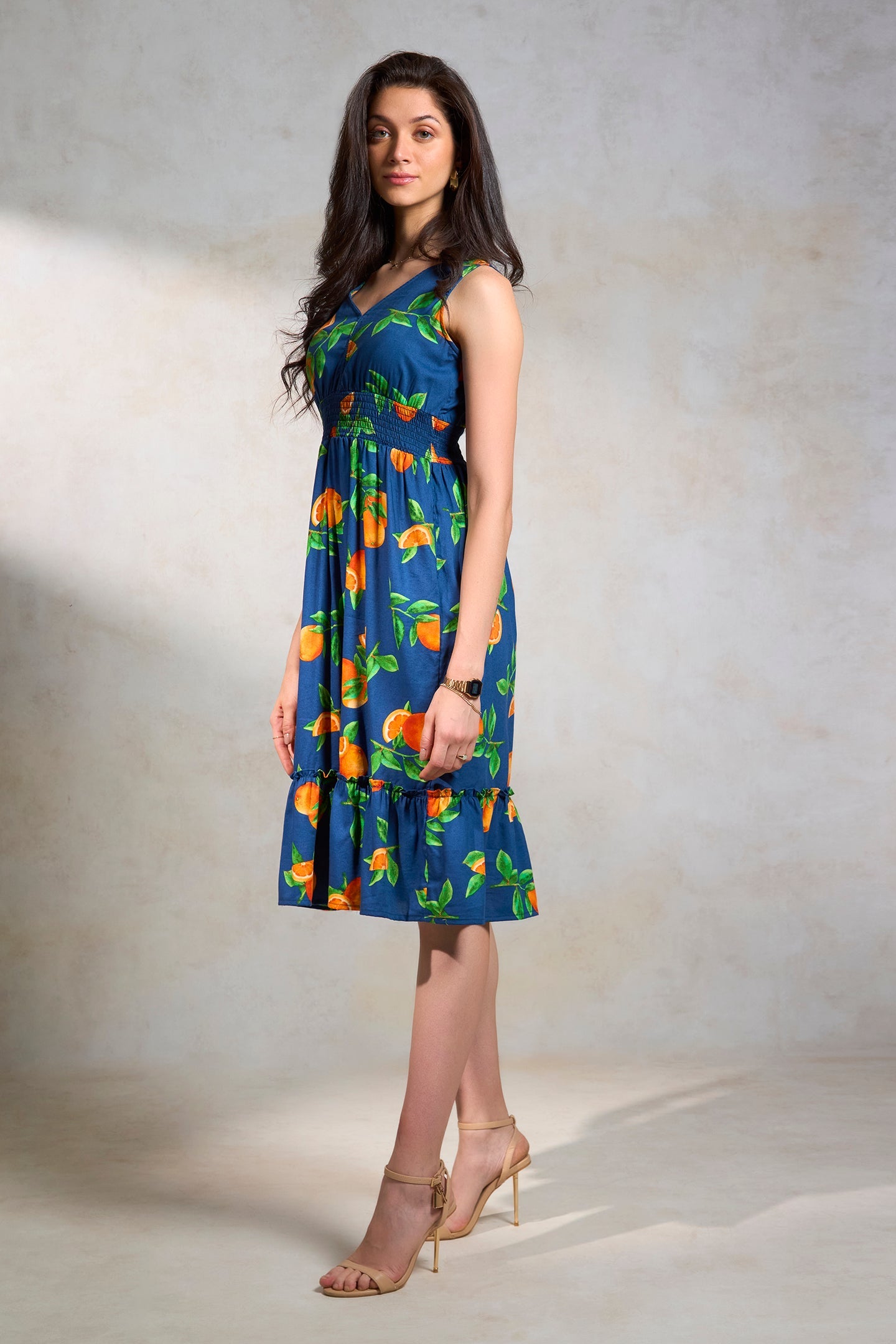 Iti|Breezy Fruit Print Cotton Dress with Pockets