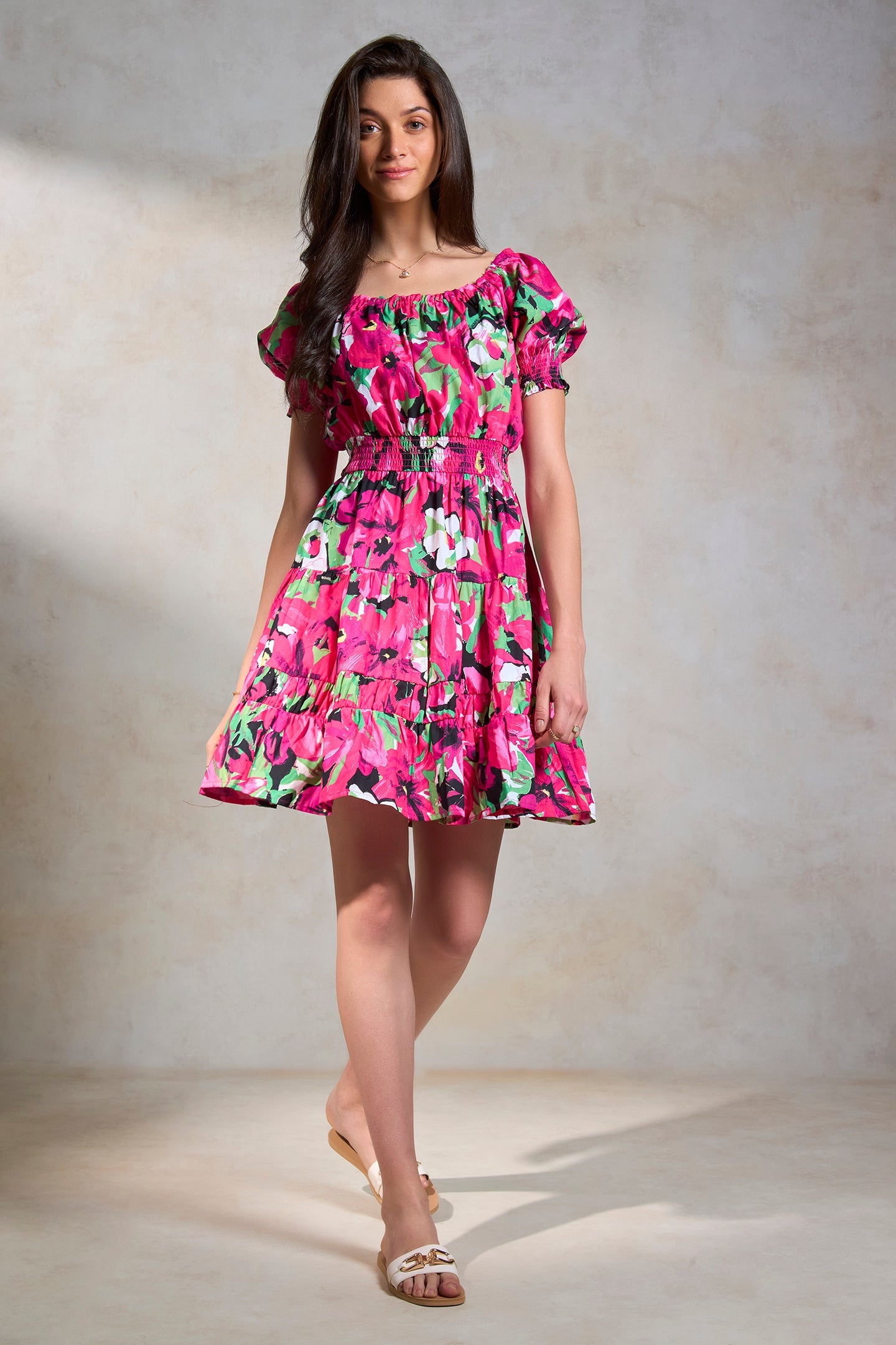 Aliza|Smooth Cotton Printed Dress with Pockets