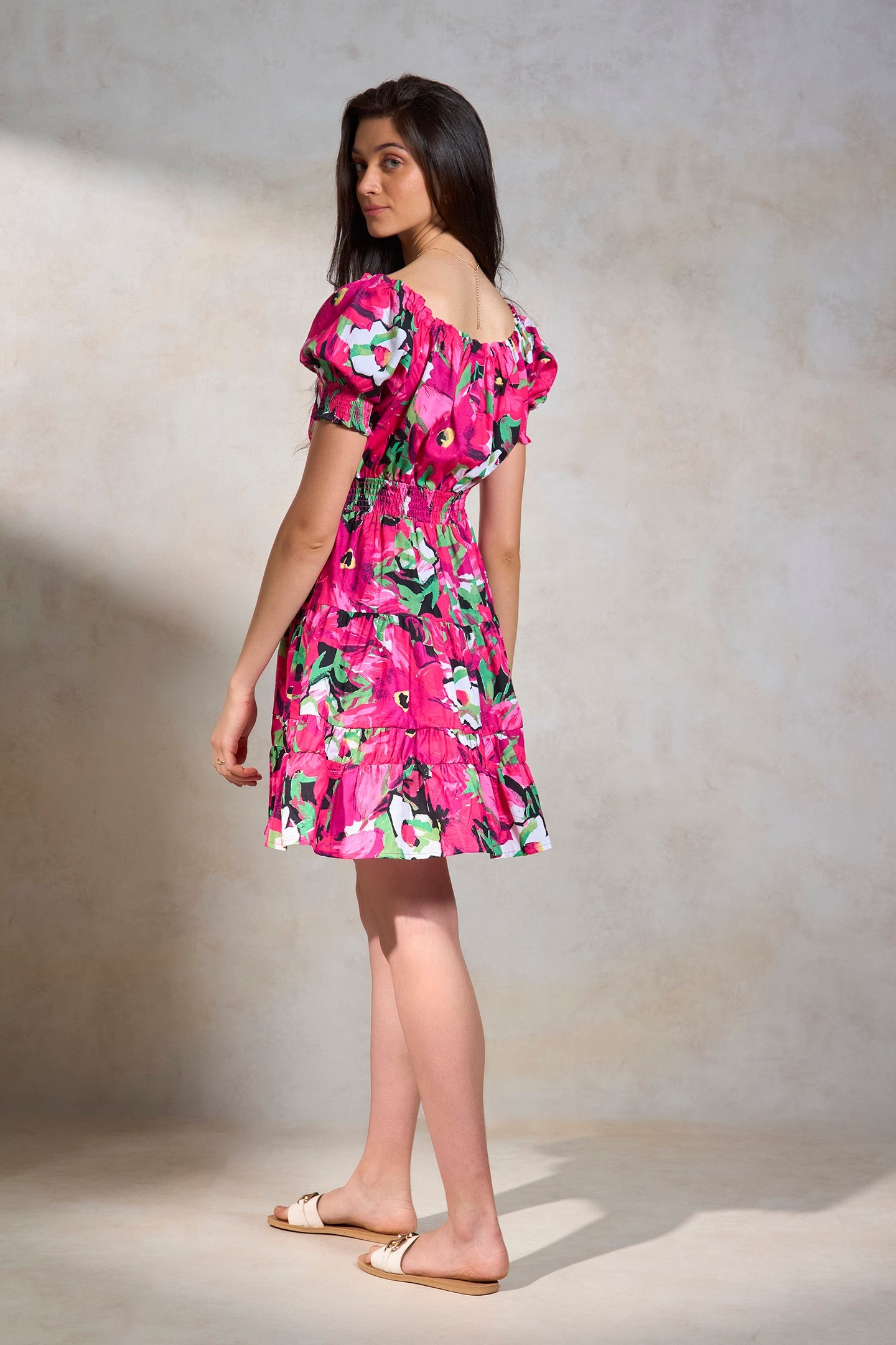 Aliza|Smooth Cotton Printed Dress with Pockets