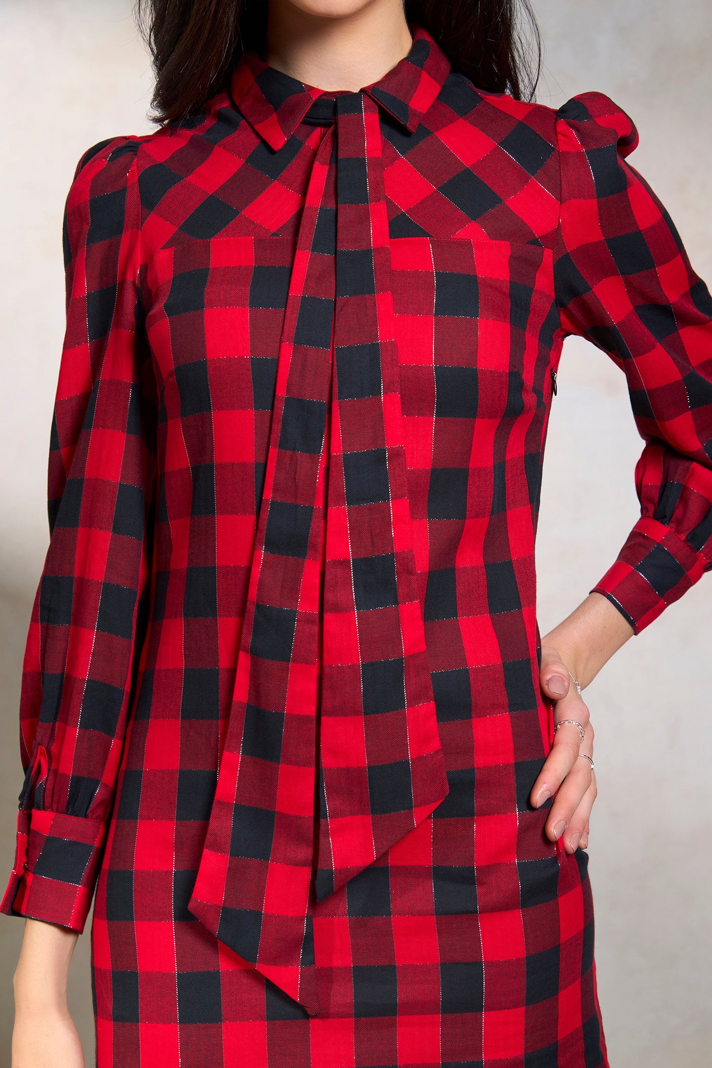 Eden|Retro Cotton Checked Dress