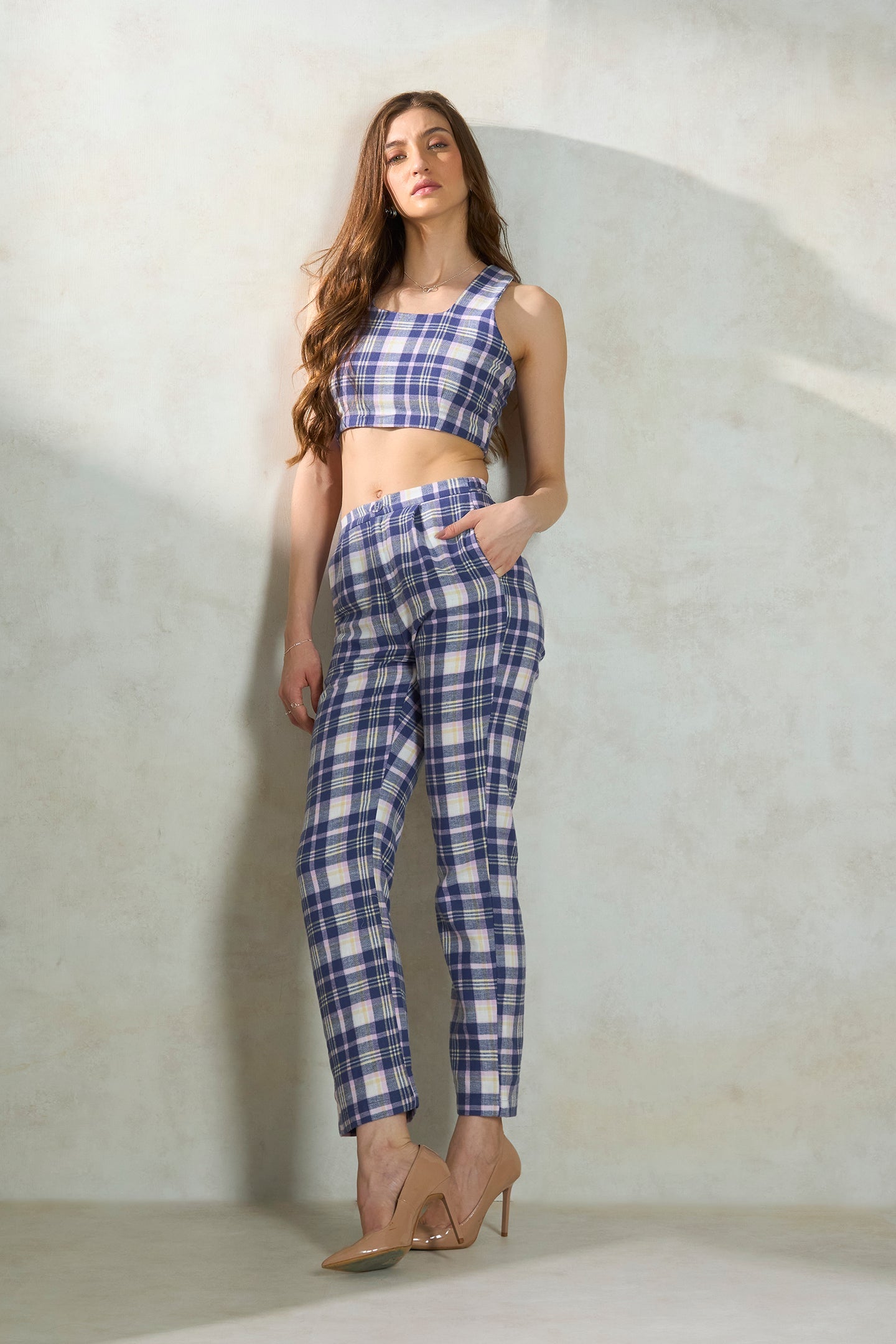 Roxie Trouser|Vintage Cotton Checked Trouser