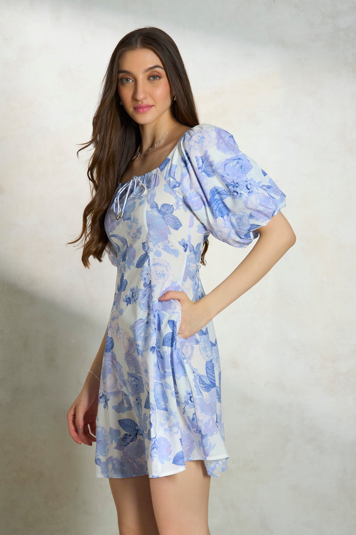 Varidhi|Cotton & Viscose Blend A-Line Dress