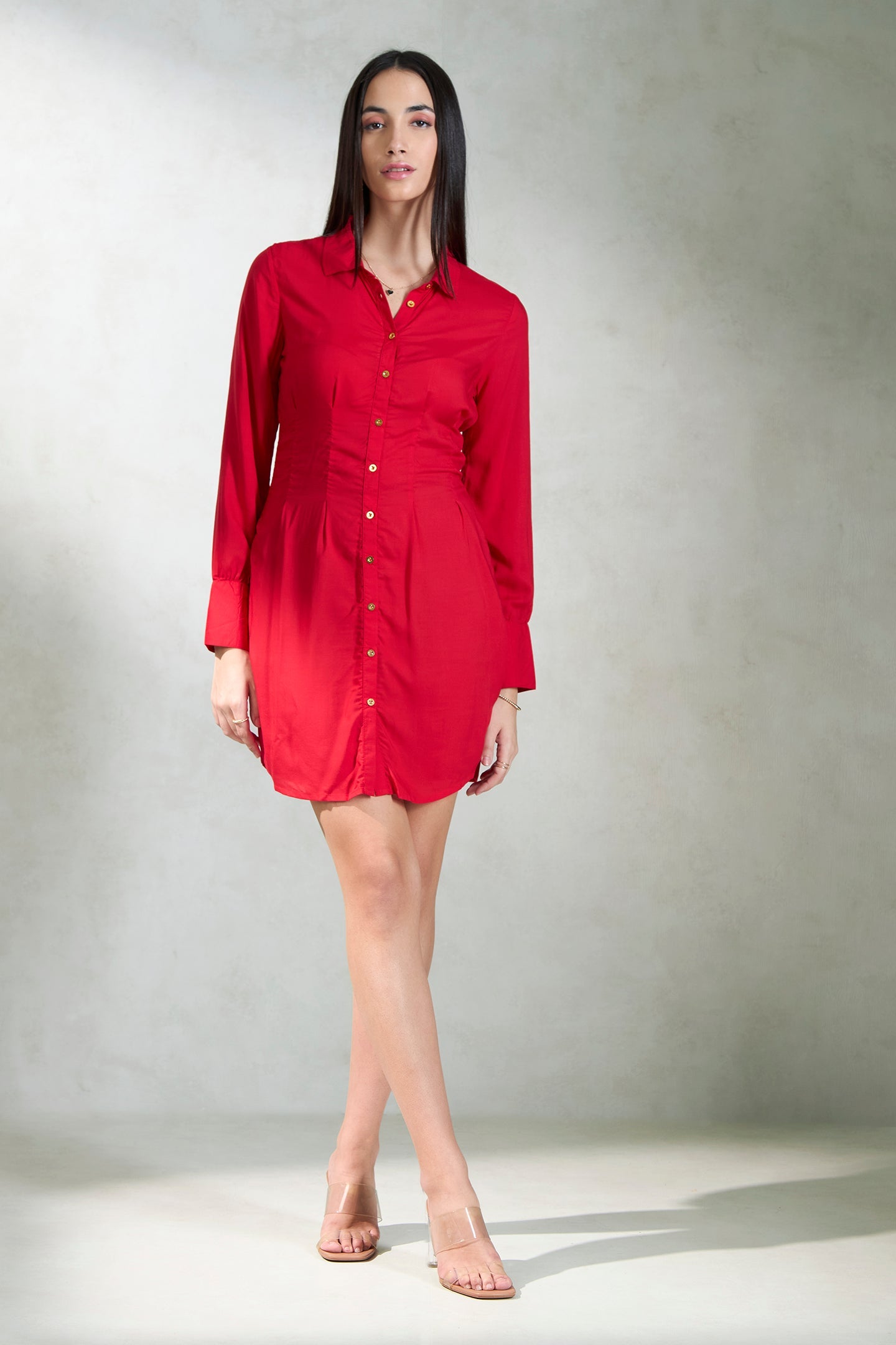 Saba|Breathable Modal Button-Down Shirt Dress