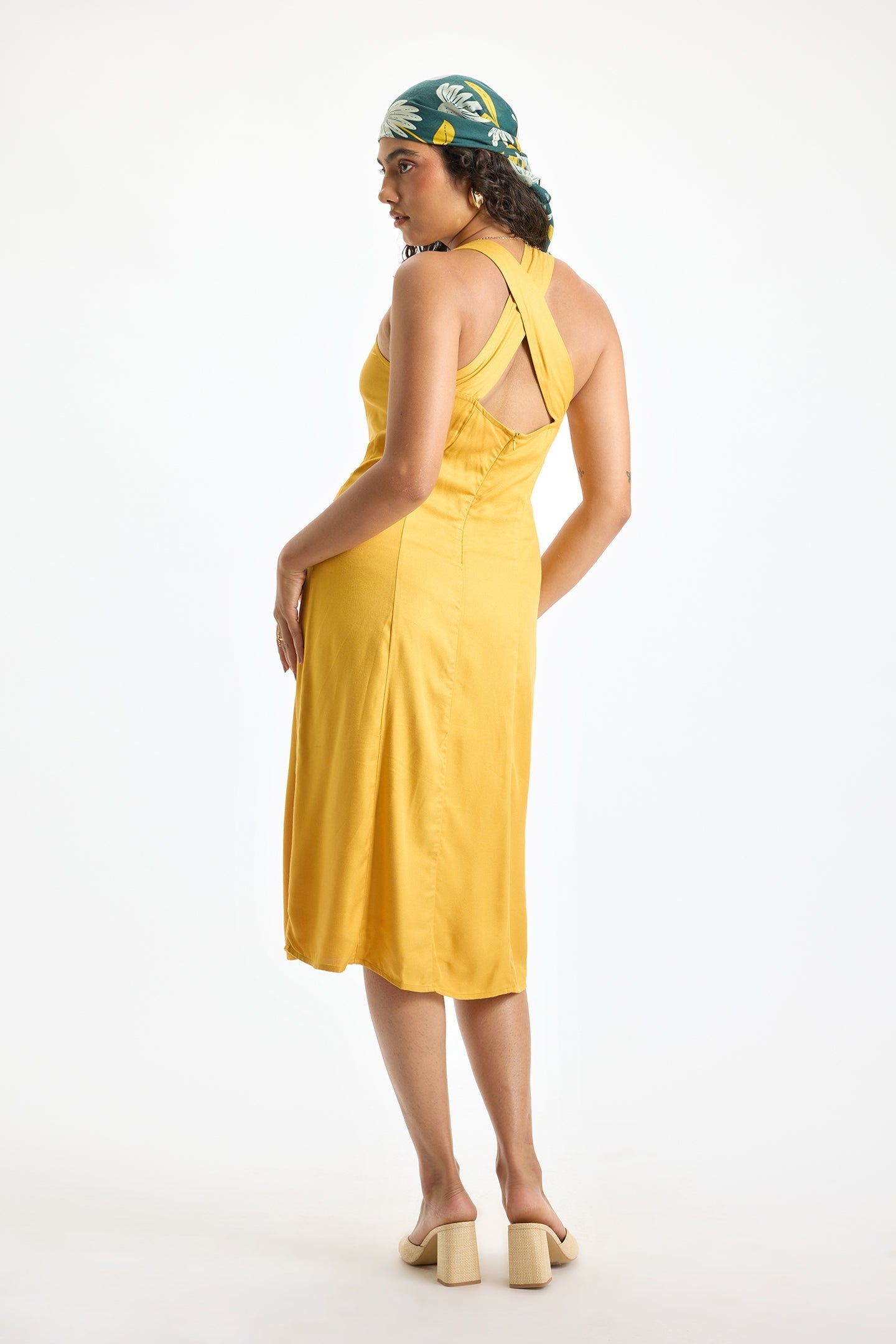 Miya|Mustard Muse Crossed Strap Elegance