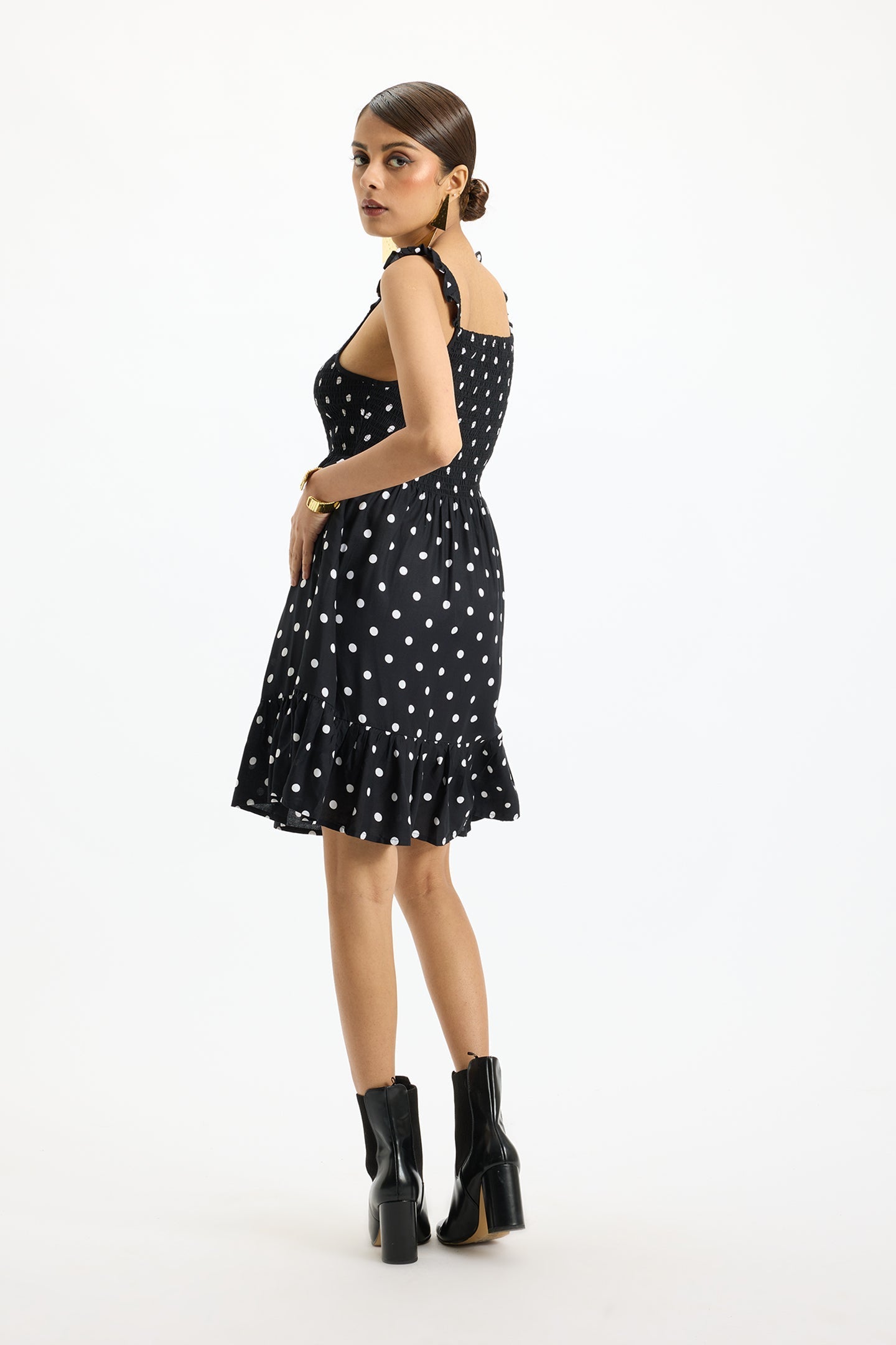 Raahika|Dancing Dots Little Black Dress with Pockets