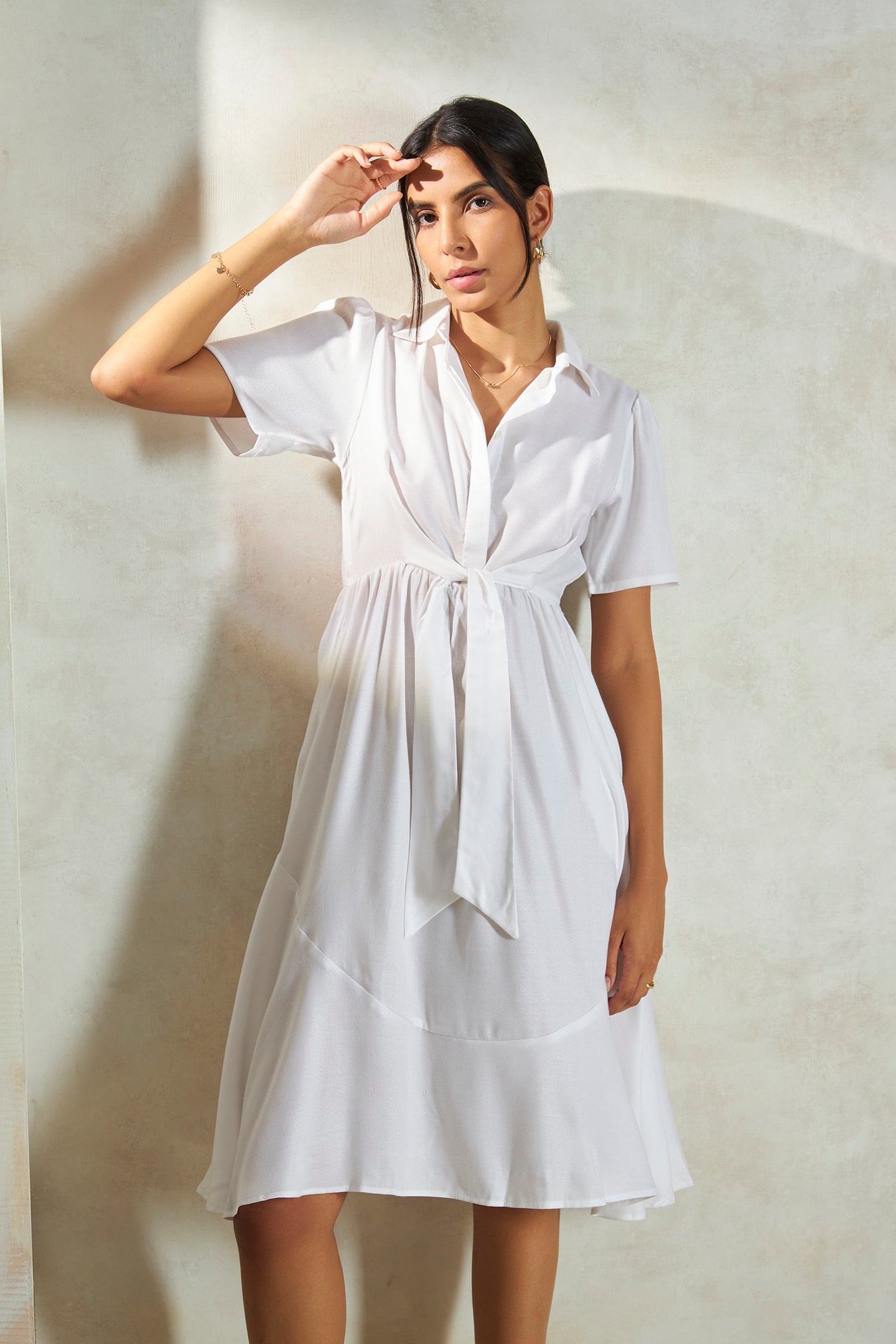 Daisy|Dreamy lyocell front tie-up dress with pocktes