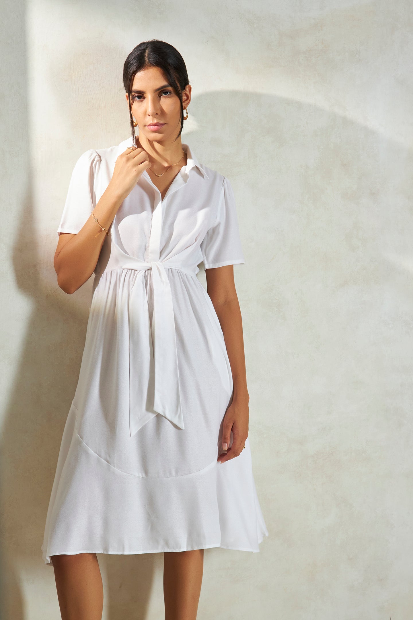 Daisy|Dreamy lyocell front tie-up dress with pocktes