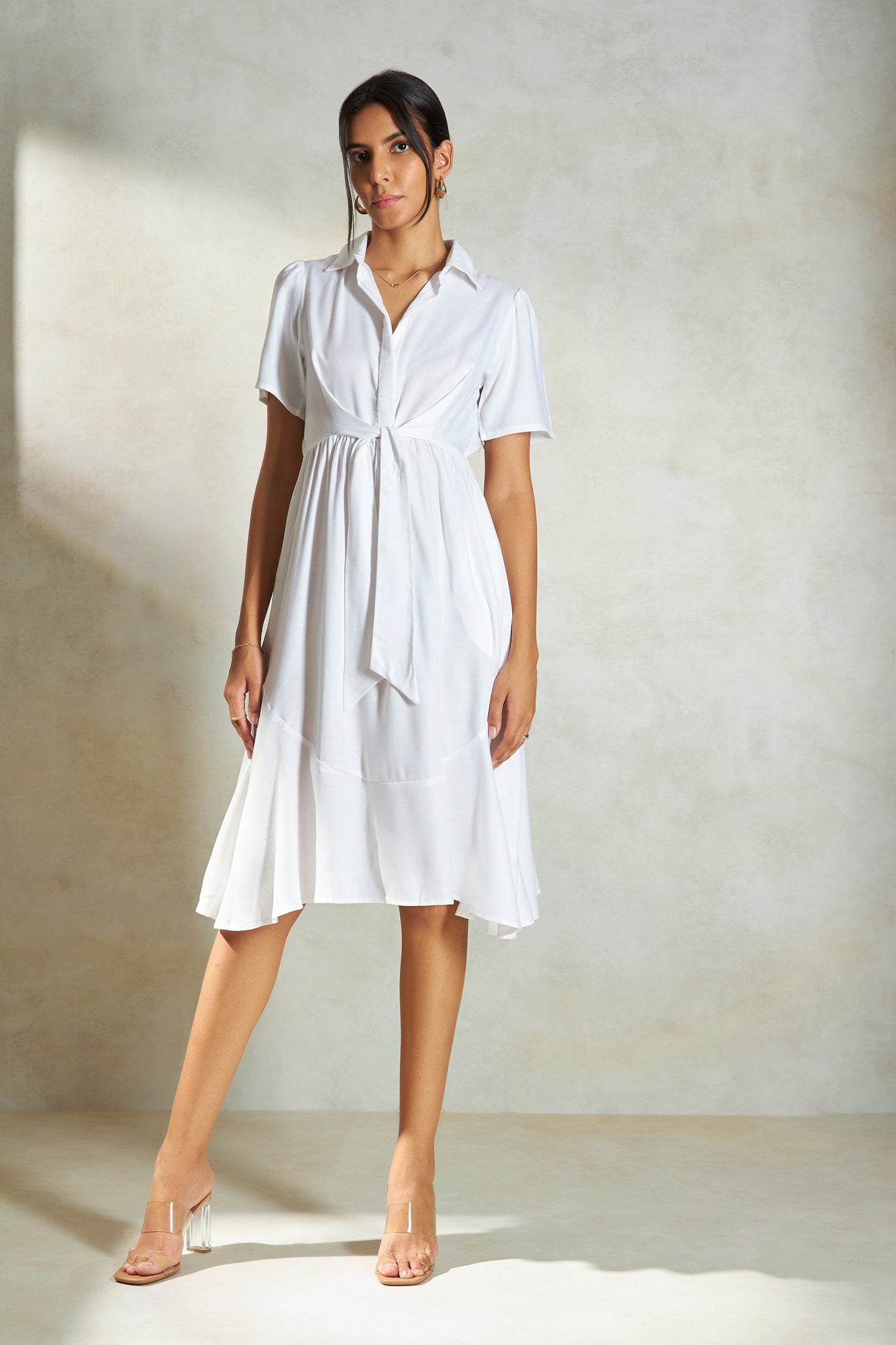 Daisy|Dreamy lyocell front tie-up dress with pocktes