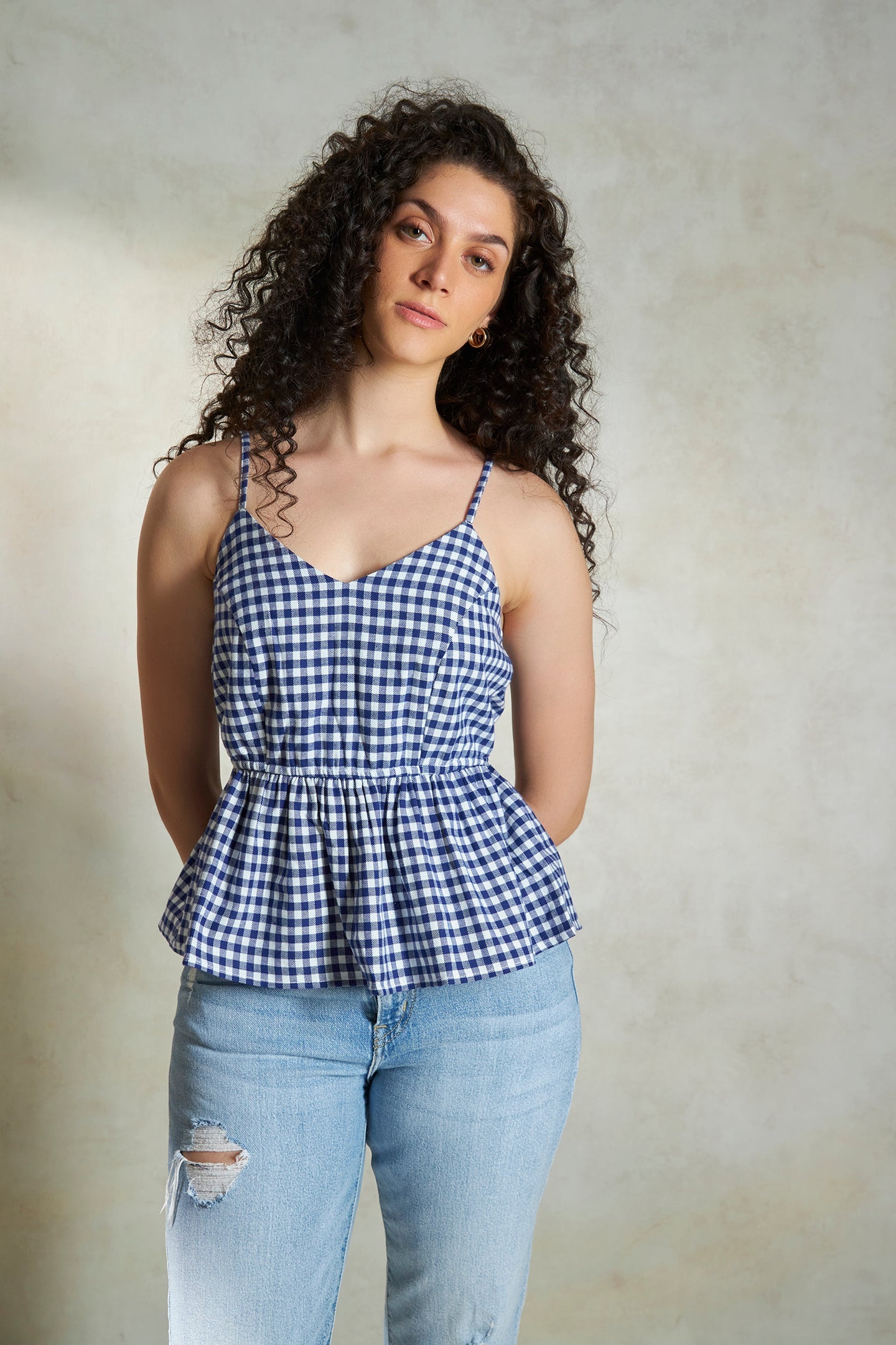 Cleo Top|Breezy Cotton Checked Top