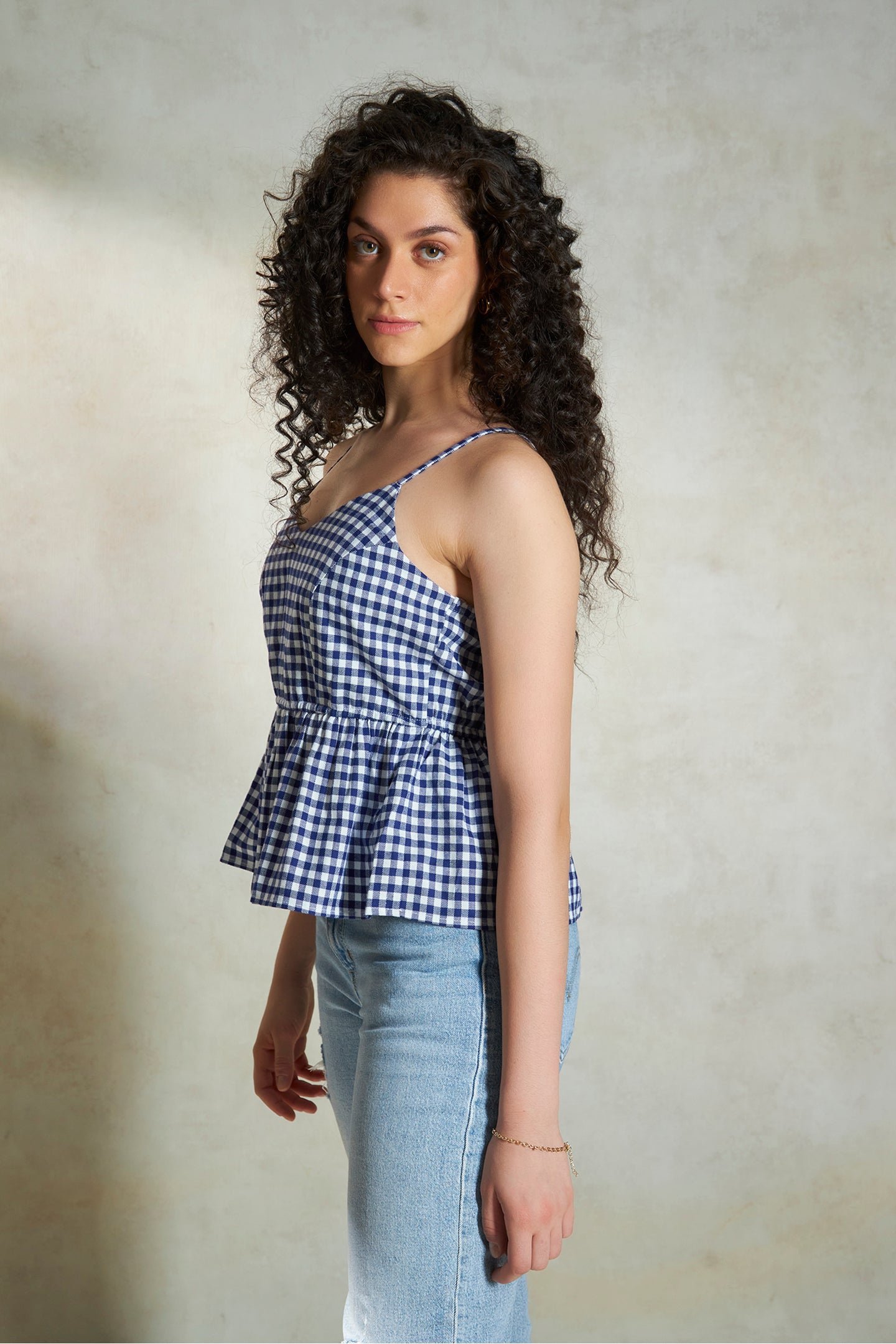 Cleo Top|Breezy Cotton Checked Top