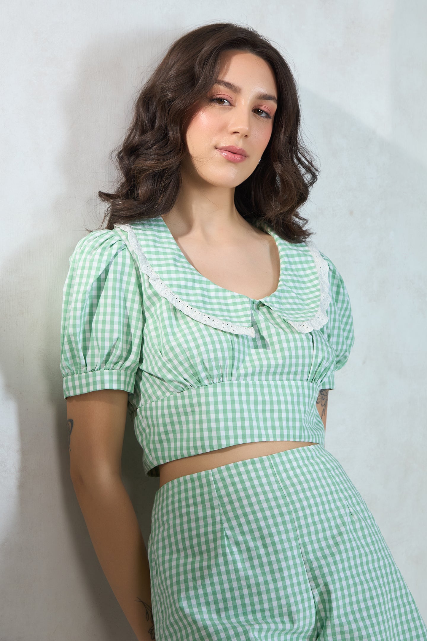 Florence Top|Cotton Gingham Crop