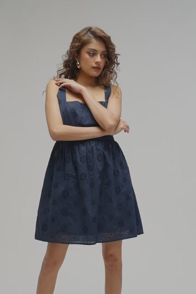 Mira|Schiffli Serenade in Blue with Pockets