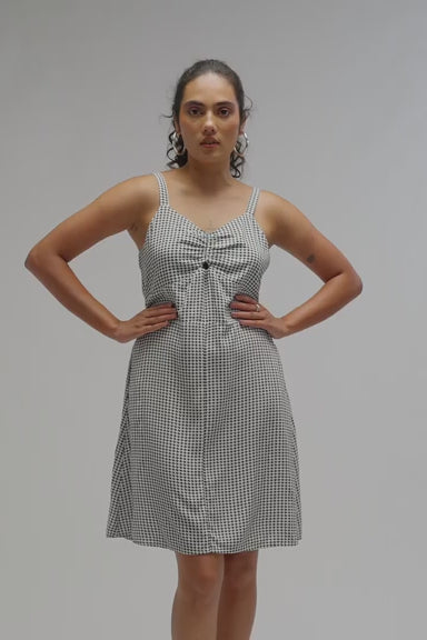 Raahi|Classic Checkered Minuet Dress with Pockets