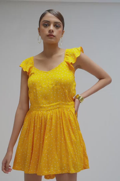 Keya|Citrus Splash Polka Dot Dress with Pockets