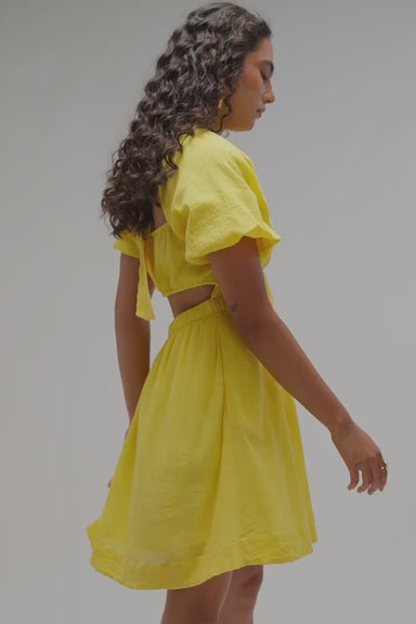 Ela|Mellow Yellow Cutout Chic Dress