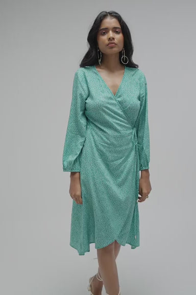 Parva|Blossom & Blouson Green Dress with Pockets