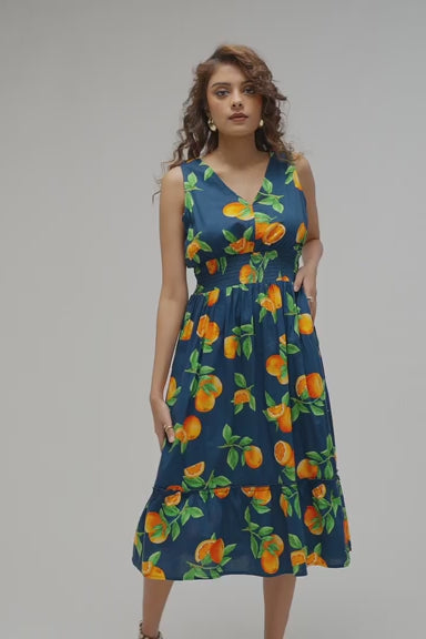 Iti|Navy Fruit Medley Elegance with Pockets