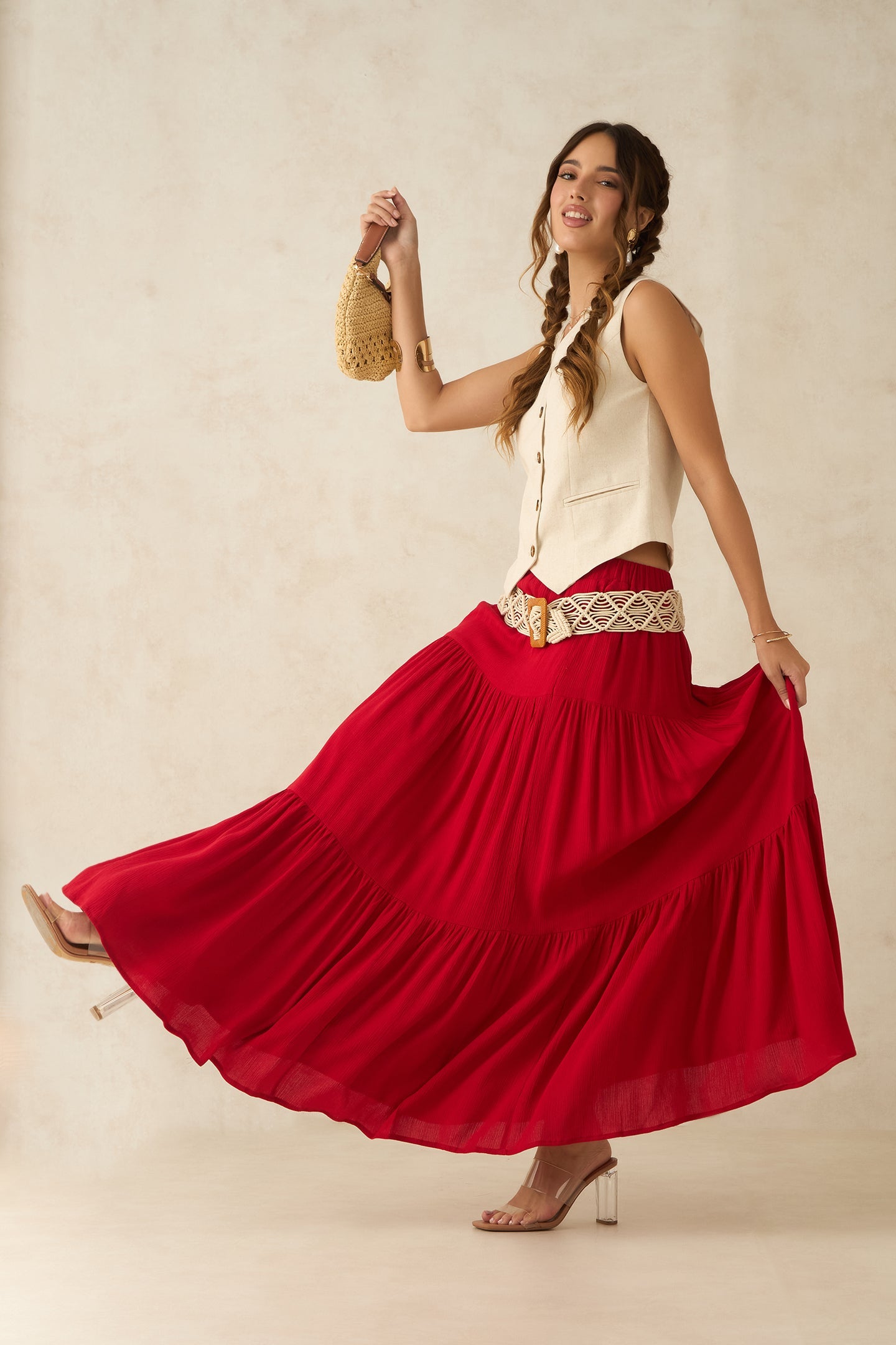 Soraya|Viscose Tiered Skirt